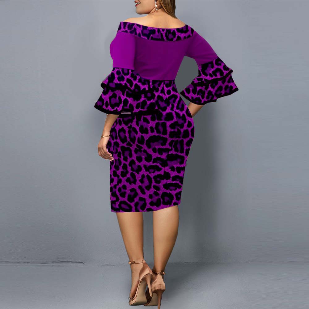 Leopard Printed Flare Sleeve Dress