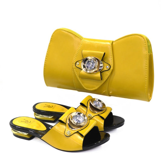 Italian Shoes with Matching Bag Sets Decorated with Rhinestone