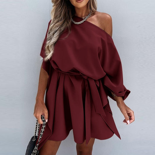 Bandage Waisted Off Shoulder Mini Dress