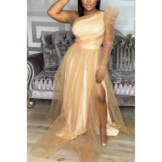 One Shoulder Satin Dress