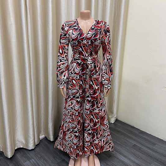 Bohemian Wide Leg Print Jumpsuit