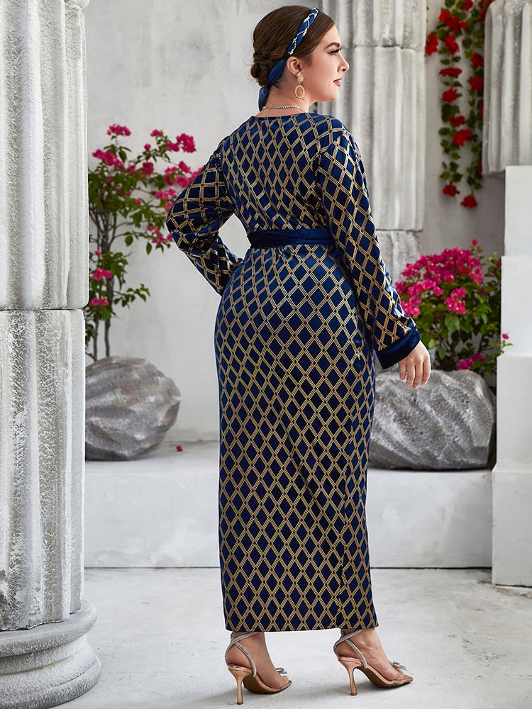 V-Neck Long Sleeve Elegant Maxi Dress