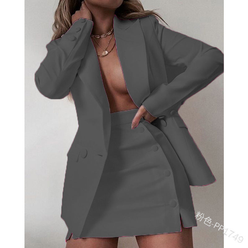 Two-Piece Single Breasted Blazer & Skirt Set
