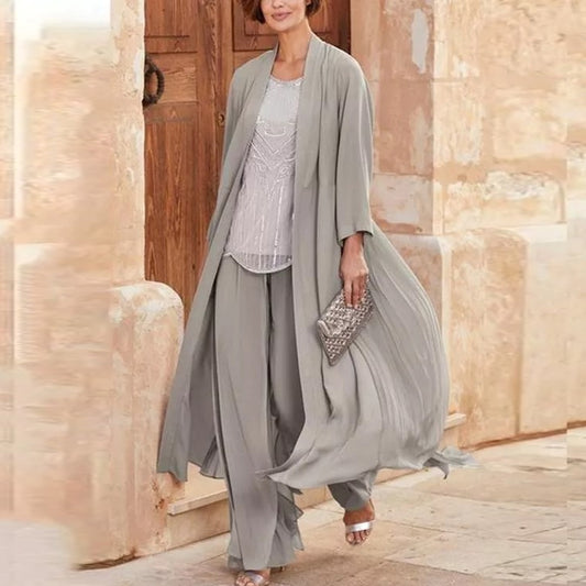 Cardigan Top & Wide Leg Pants Set