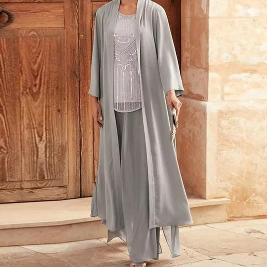 Cardigan Top & Wide Leg Pants Set