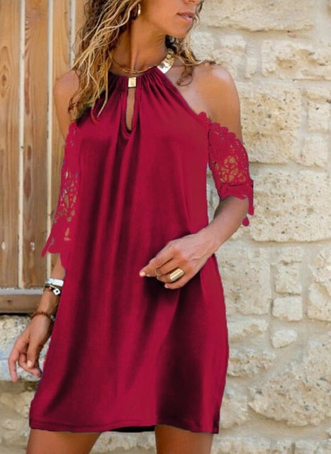 Off Shoulder Halter Sleeve Dress