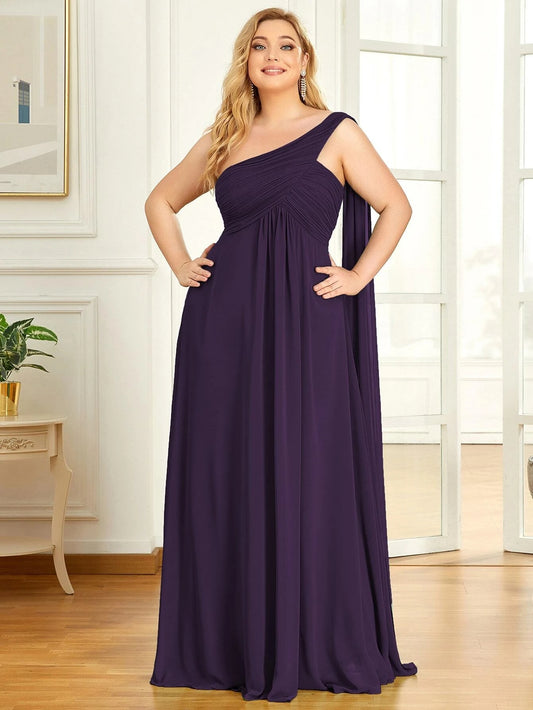 One-Shoulder Strapless Chiffon Dress