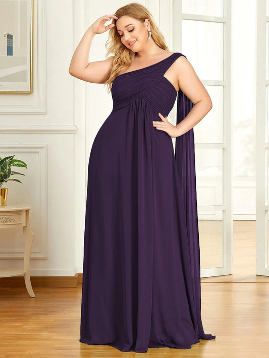 One-Shoulder Strapless Chiffon Dress